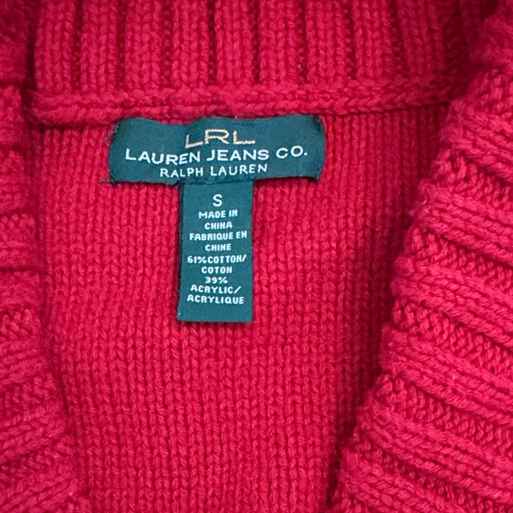 Ralph Lauren Red Shawl Collar Sweater - Picture 2 of 5